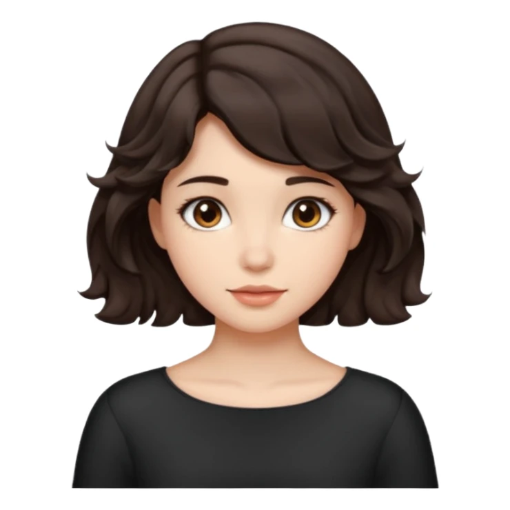 Short hair until shoulders wavy dark brown and with perçems and a soft look but girl sticker