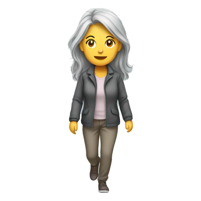 long gray hair woman walking sticker