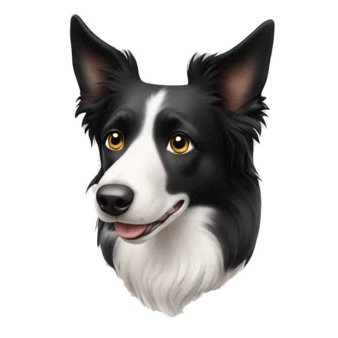 Black and white elderly dog short haired border collie  sticker