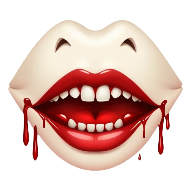 lips with vampire fangs and blood dripping sticker