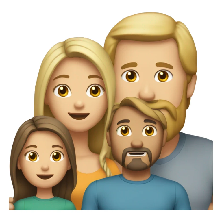 Family of 4, mom is blond, dad has brown hair and beard, one daughter is blond, other daughter is brunette sticker