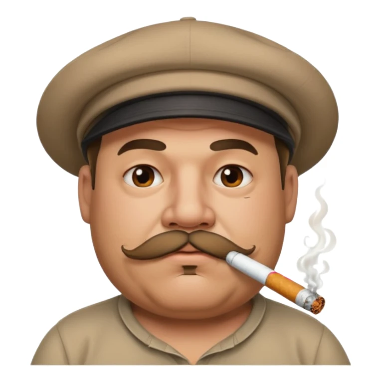 a fat father with a cap and tattoos, a cigarette in his mouth, and a mustache. sticker