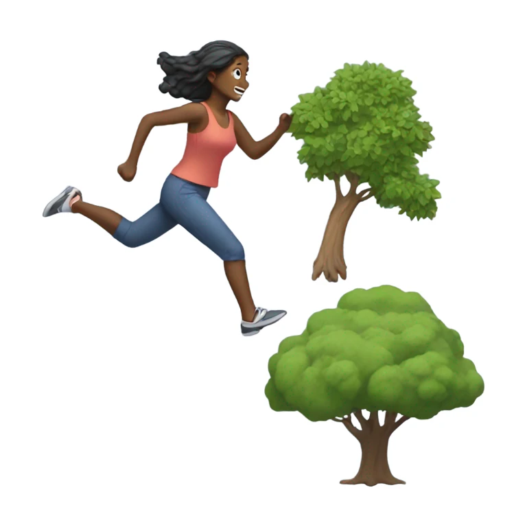 Woman running into a tree sticker