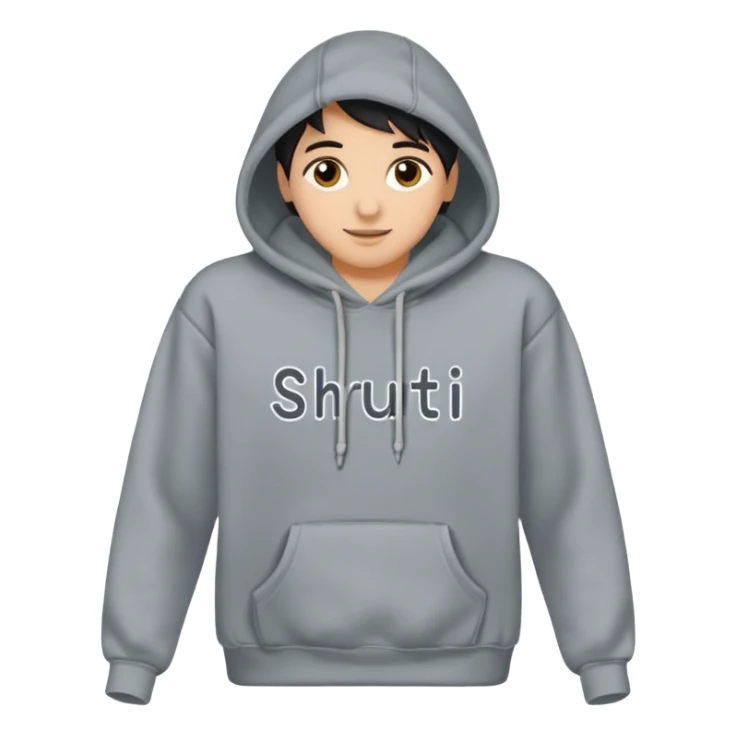 Make a hoodie with shruti written on it with exact spelling and only hoodie without model sticker