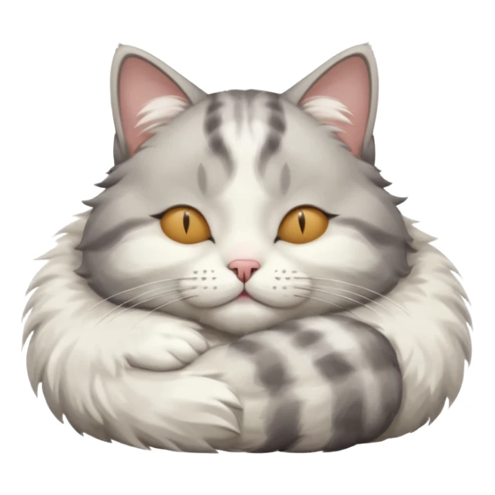 grey and white small cat with eyes closed lying down upside down with its head resting on its paw sticker