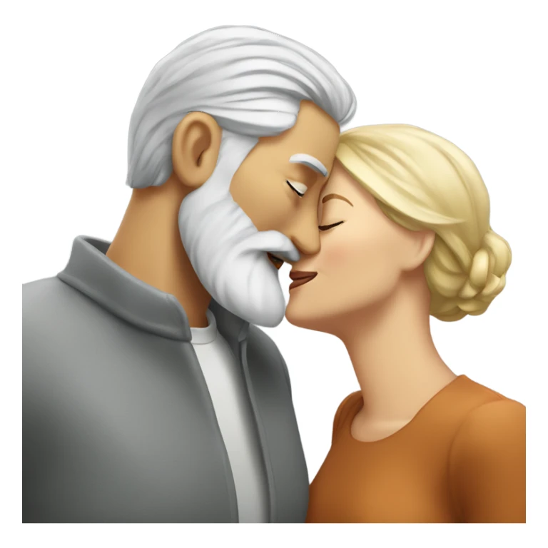 Gray haired man with beard kissing blonde woman sticker