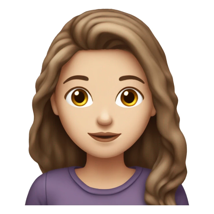 white girl with brown long hair and a hot chocolate sticker