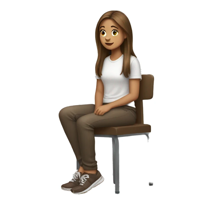 white brown hair girl sitting while onwards and backards legs sticker