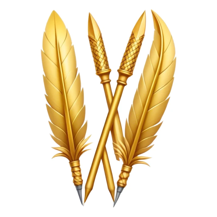 two golden quills crossing in front of each other sticker