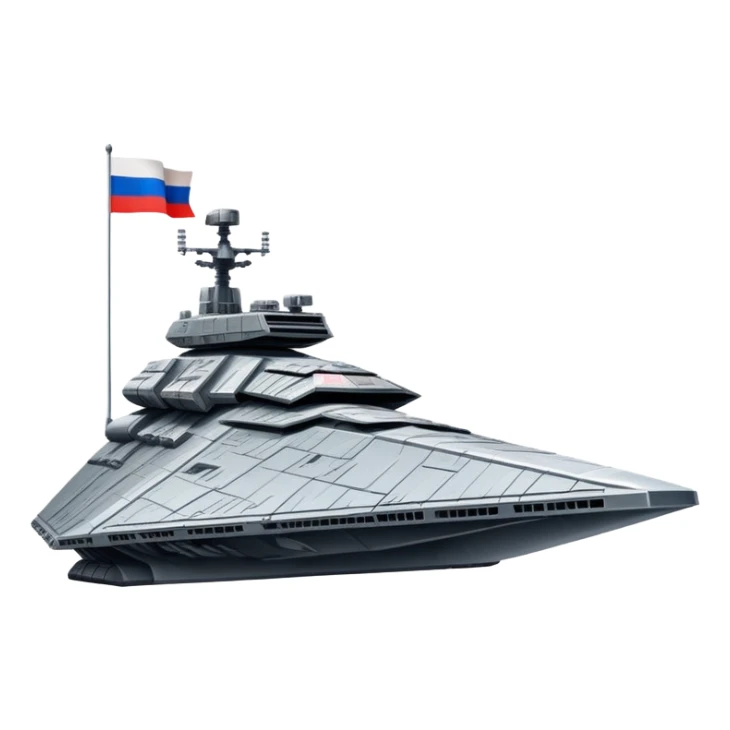 Giant star destroyer style Russian spacecraft with flag pattern on hull sticker