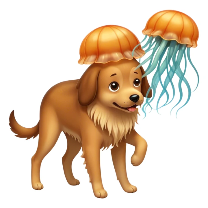 A dog getting stung by a jellyfish sticker