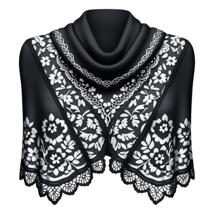 A black lace shawl with an elegant and delicate design sticker