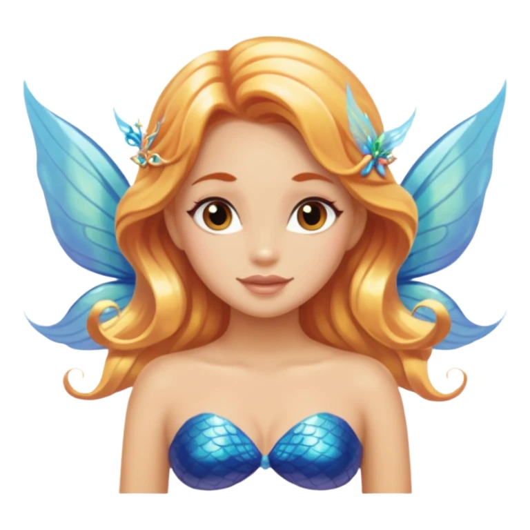Mermaid with fairy wings and light tan sticker