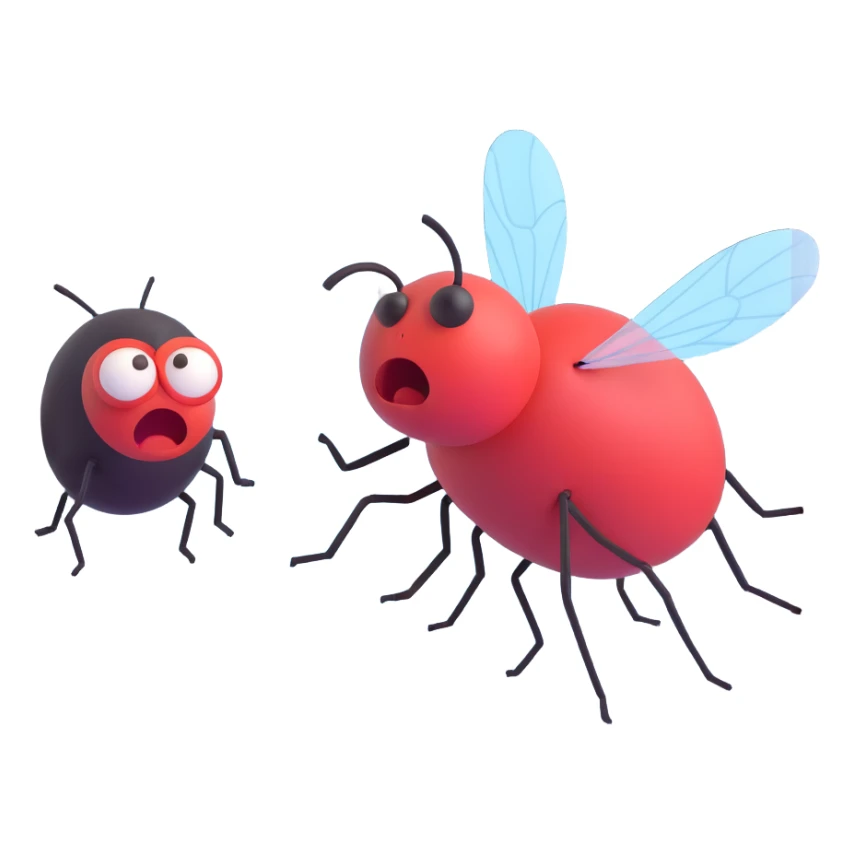 a fly on the window and angry man behind sticker