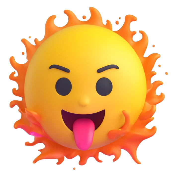 3D emoji style head blowing up, playful and colorful sticker