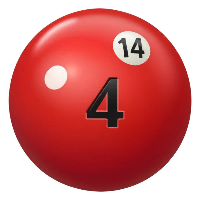 The number 14 on a red pool ball sticker