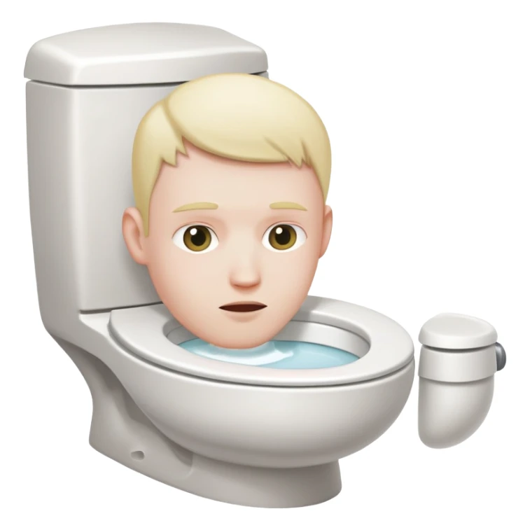 White toilet with a person's head visible in the bowl sticker