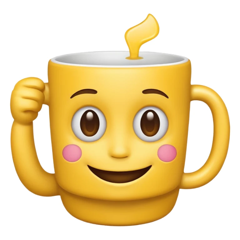  a yellow emoji face that is holding the cup beside the face sticker