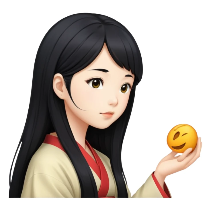 Garota japonesa de cabelo longo, apenas perfil sticker