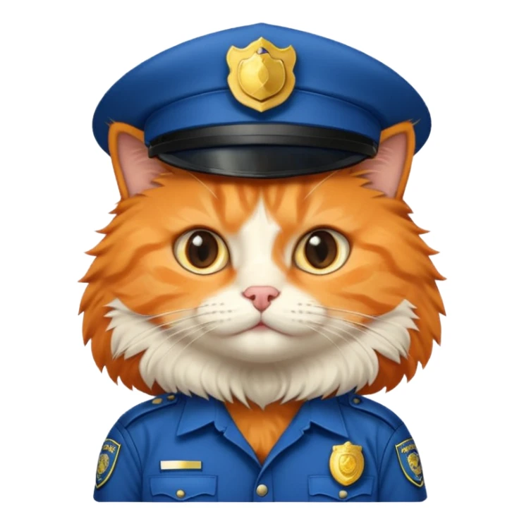 oranh fluffy cat - police officer sticker