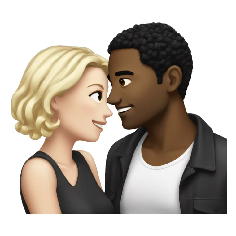 romantic moment between lovers black guy and white gurl with black hair  sticker