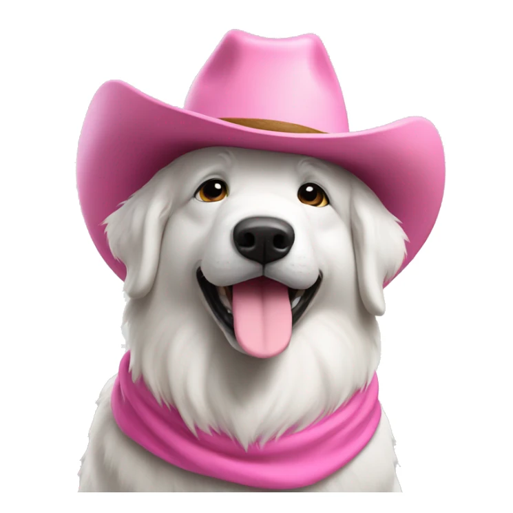 Great Pyrenees with pink cowboy hat sticker