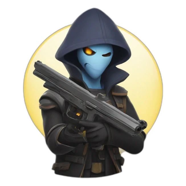 Kindred holds a gun sticker