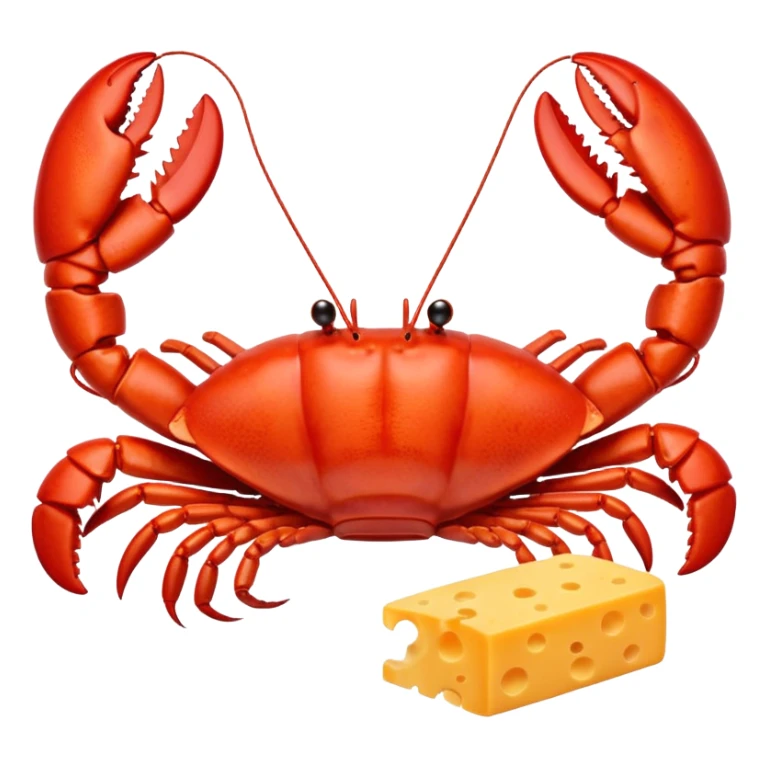 Lobster holding a piece of cheese sticker