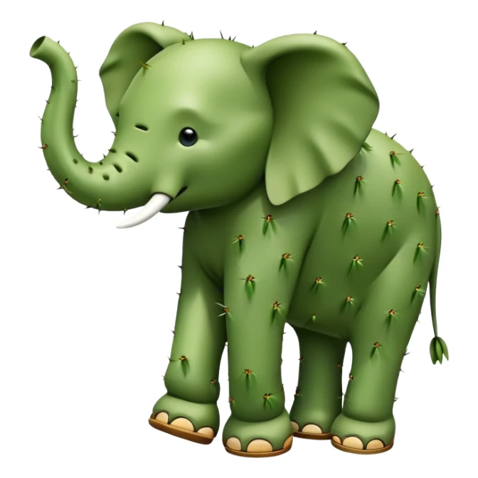Elephant made out of cactus in the desert wearing a sandal sticker