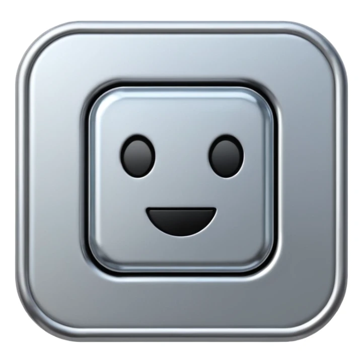 A futuristic microchip emoji made of polished silver chrome, minimal circuit details, smooth metallic surface, soft lighting, iOS emoji style, centered, clean white background sticker