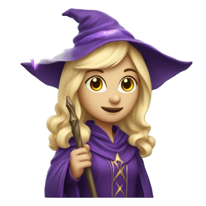 Blonde female wizard with iridescent star wand sticker