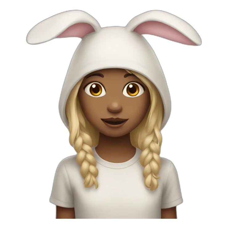 A little girl wearing a rabbit mask sticker