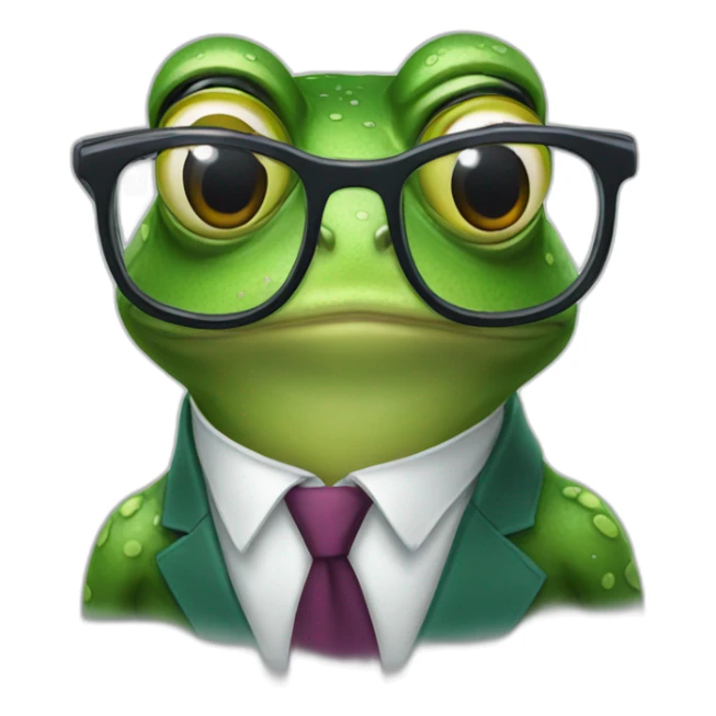 a frog wearing glasses and tie sticker