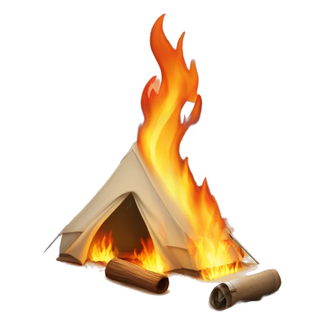 Fire beside a tent in the desert  sticker