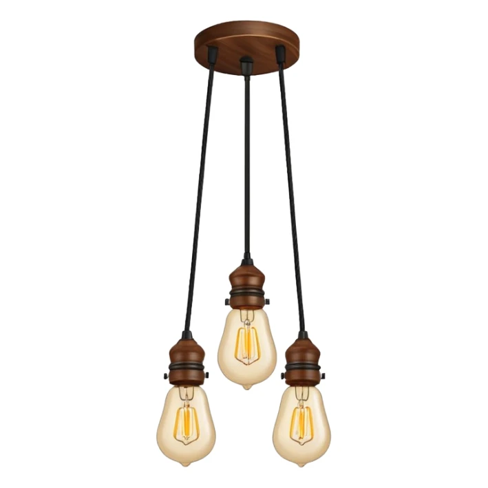 ceiling lamp 3 bulbs wooden pendant  sticker
