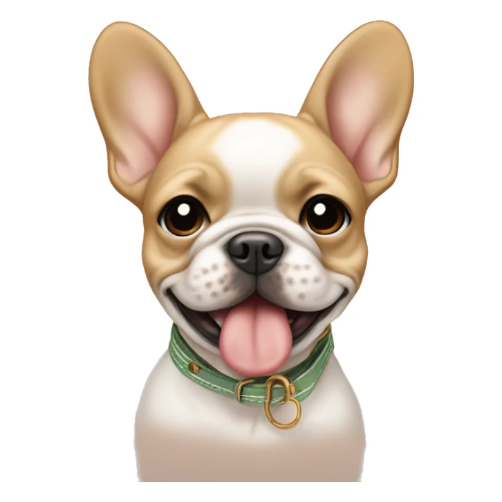 tan puppy frenchie with a sperry on her mouth  sticker