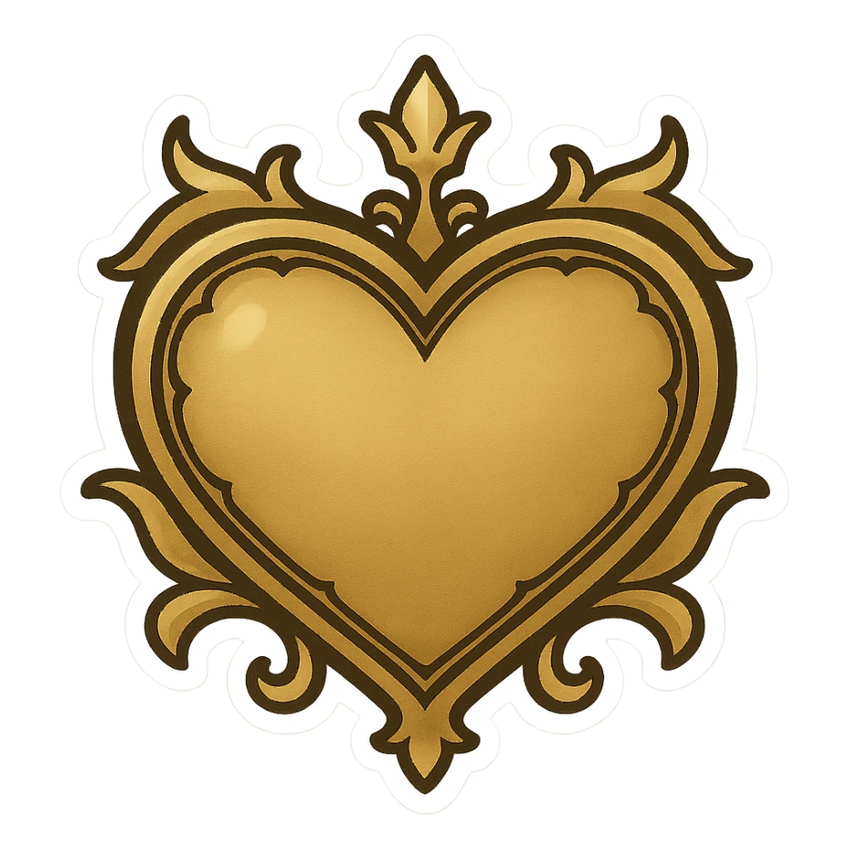 gold goth heart, remove background sticker