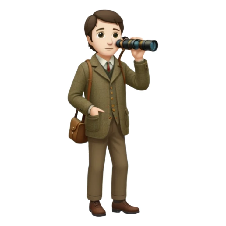 henry David thoreau full body birdwatching with bonoculars sticker