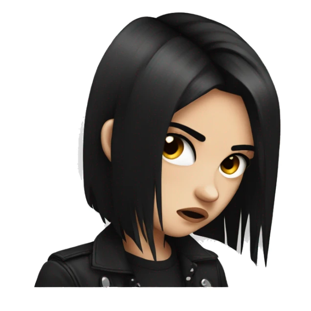 emo angry girl emoji black hair sticker