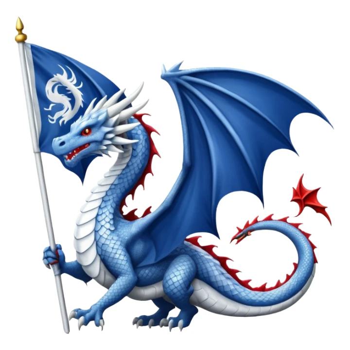 Create a flag with a red background and a white dragon like the red dragon of the welsh flag sticker