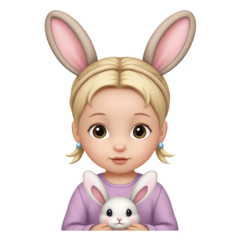 bunny ear accessory wearing baby bun hair sticker