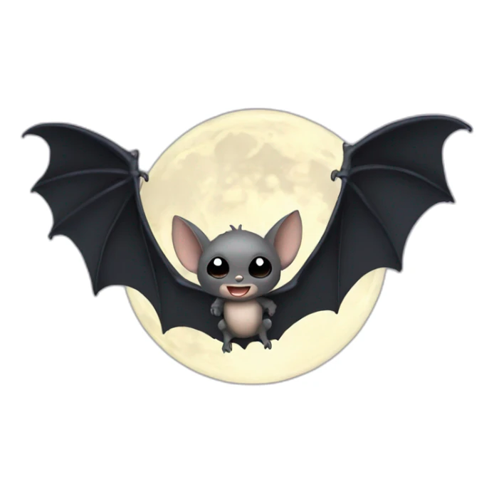 2 flying baby bats with a full moon behind bat sticker