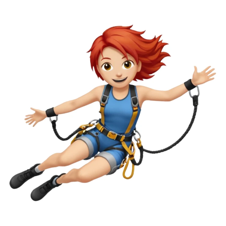 bungee jumping face only with hair flying red hair long sticker