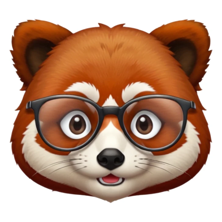 A red panda with serious eyes and a furrowed brow, and glasses. sticker