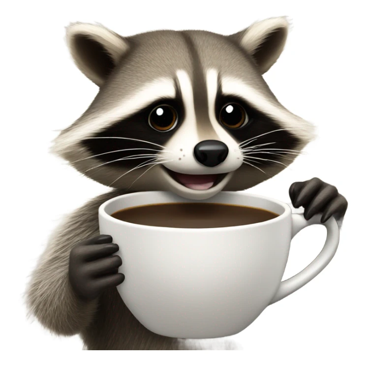 Raccoon holding a cup of coffee sticker