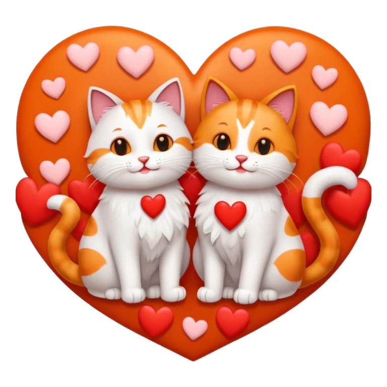 two happy cats in love surrounded by hearts sticker