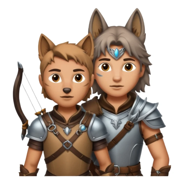 un archer avec un loup de conpagnie sticker
