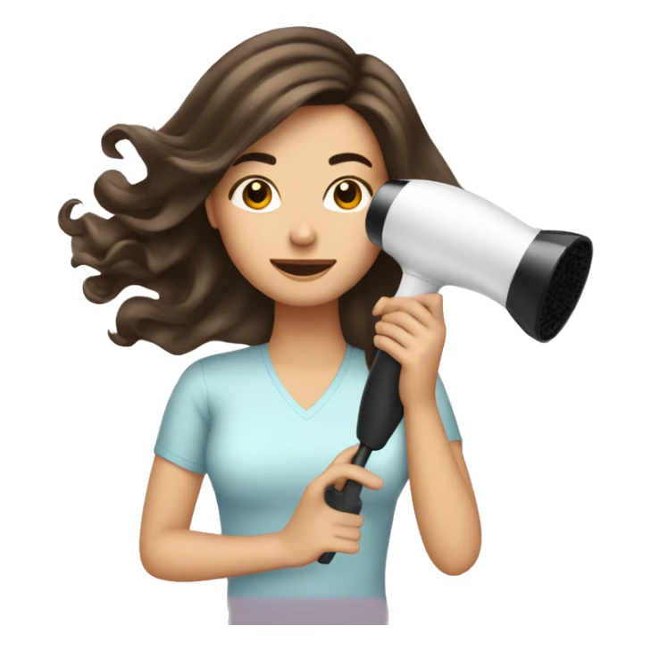 Brunette girl blow drying hair sticker