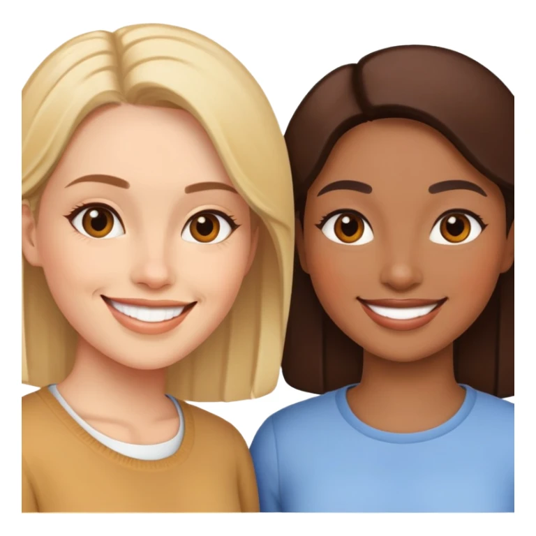 two women standing next to each other, smiling, friends sticker