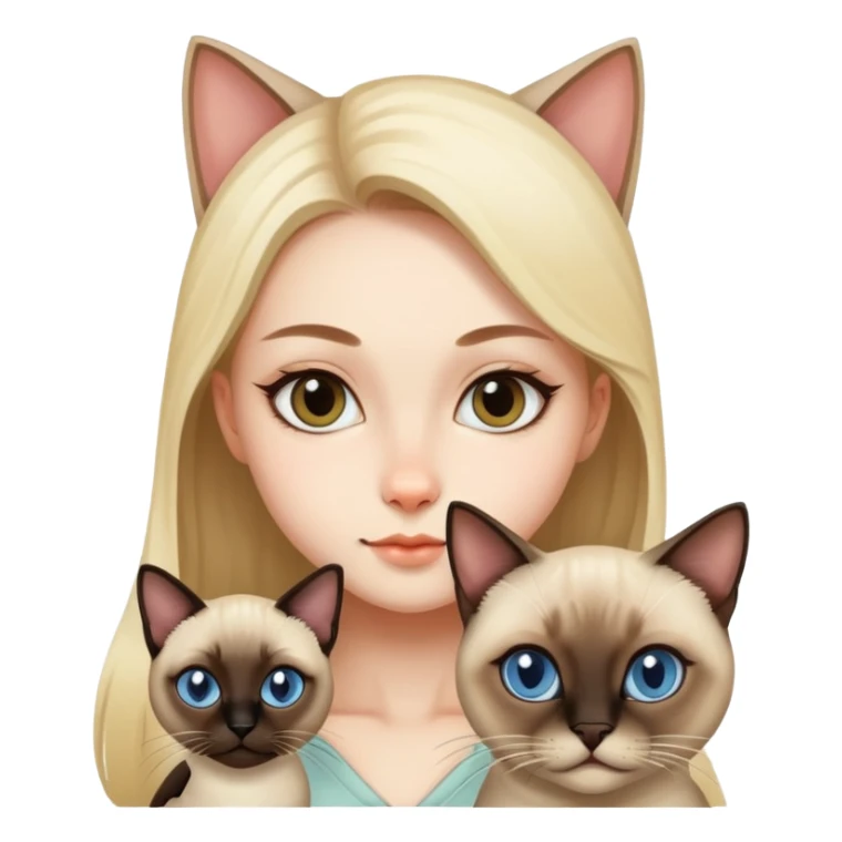 girl with siam cat  sticker